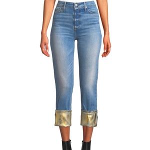 EUC Black Orchid Taylor High-Rise Straight-Leg Jeans w/ Foiled Hem Size 25